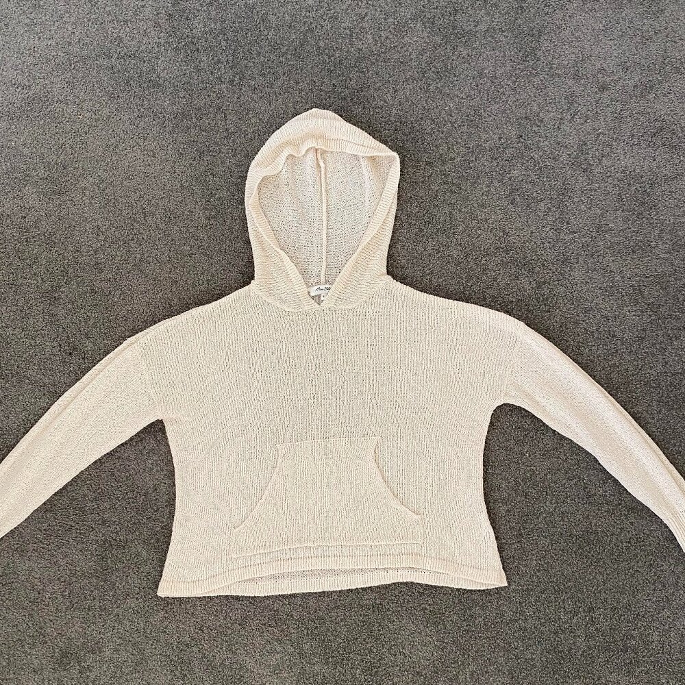 White Knit Hooded Jumper